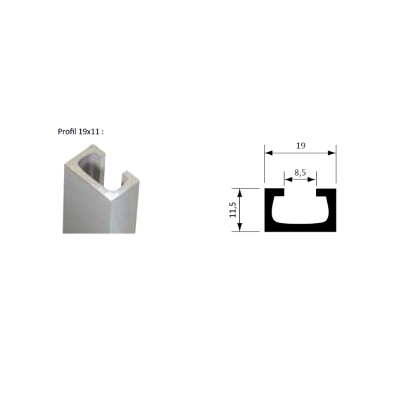 fixez vos drapeaux avec le profil aluminium 19x11 mm