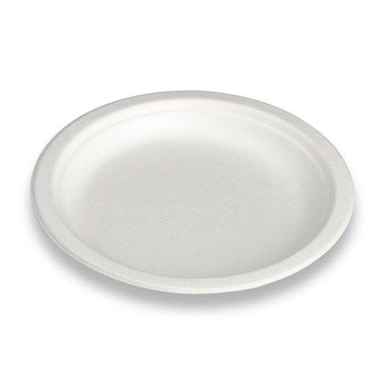 ASSIETTES RONDES EN BAGASSE Ø 18CM BLANCHE