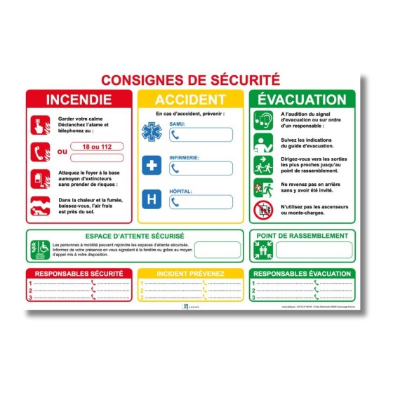 Panneau consignes de sécurité – Affichage obligatoire en entreprise