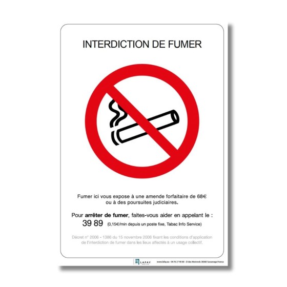 Panneau interdiction de fumer – Affichage conforme